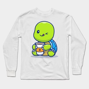 Cute Turtle Drinking Cup Coffee Long Sleeve T-Shirt